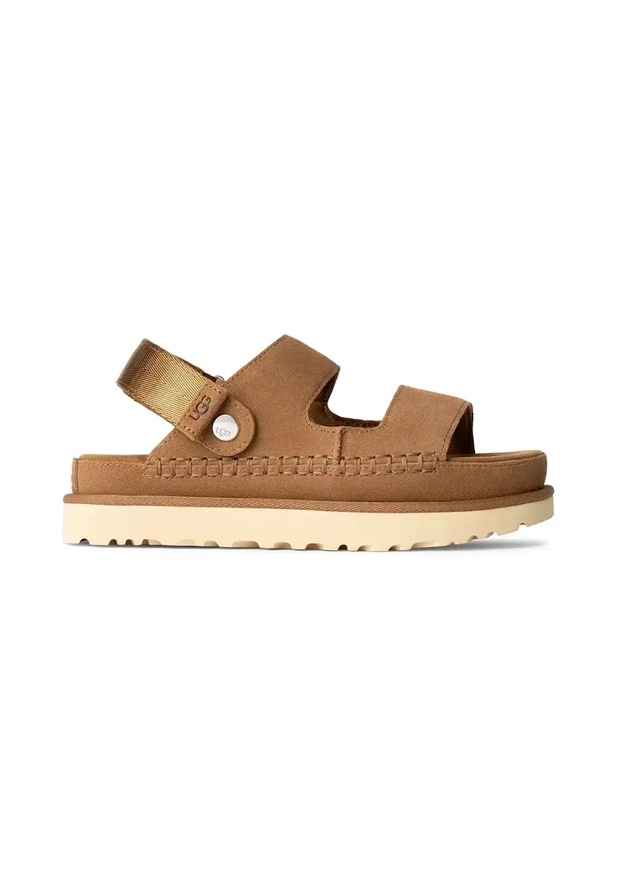 obrazek 1 UGG klapki zamszowe Goldenstar Glide damskie kolor brązowy na platformie 1167399-CHE