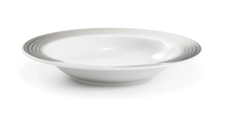 obrazek 2 Nowoczesny głęboki talerz z porcelany ze srebrnym zdobieniem z kolekcji Angel wings – Leander