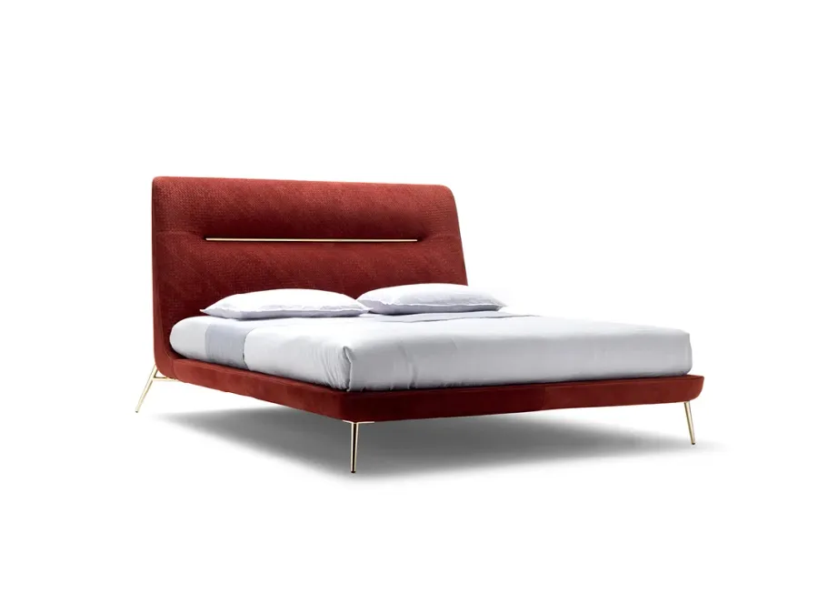 obrazek 1 Nowoczesne łóżko Amelie z jasnozłotym wykończeniem, queen size - Ulivi Salotti