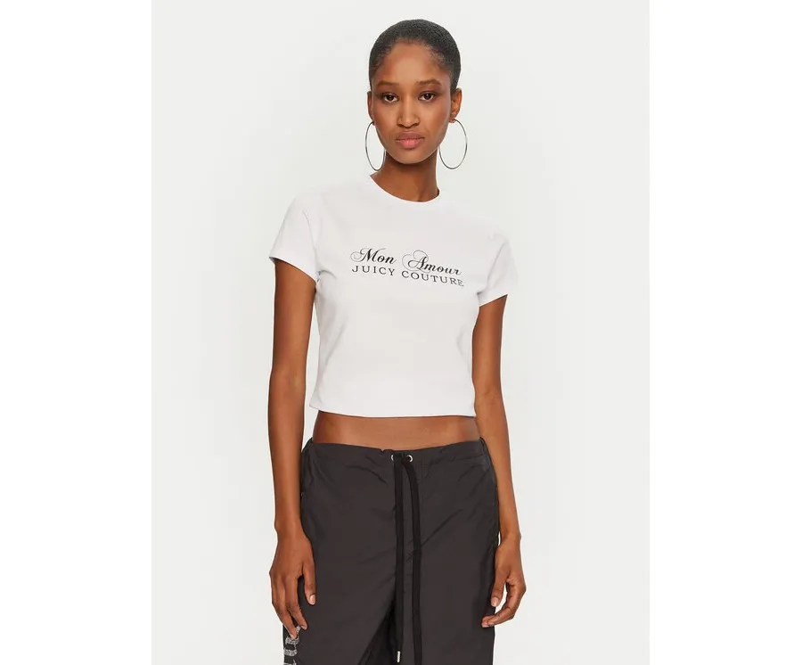 obrazek 1 Juicy Couture T-Shirt Mon Amour JCSCT224407 Biały Slim Fit