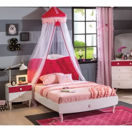 Zdjęcie Komfortowe łóżko z tapicerowanym zagłówkiem do dziewczęcej sypialni - Cilek