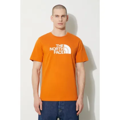 Zdjęcie The North Face t-shirt bawełniany M S/S Easy Tee męski kolor pomarańczowy z nadrukiem NF0A87N5PCO1
