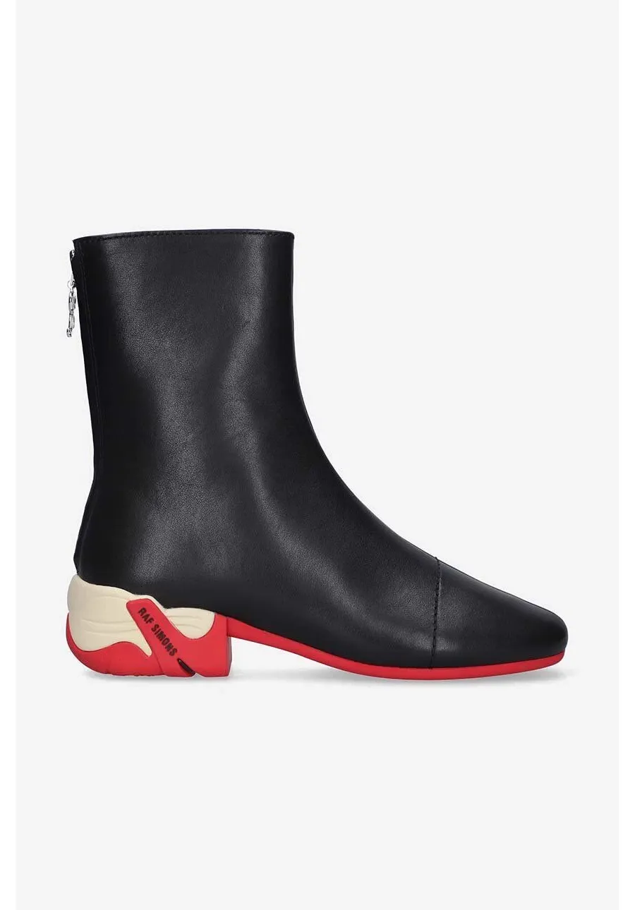 obrazek 1 Raf Simons botki skórzane kolor czarny na płaskim obcasie HR780009L-CZARNY