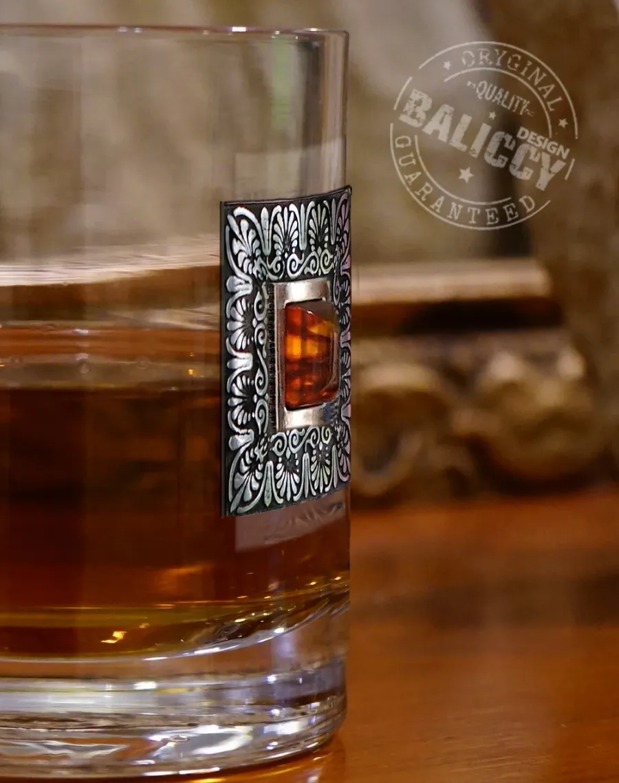 obrazek 2 Szklanka do whisky z bursztynem - Victorian style