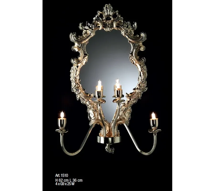 obrazek 1 Piękne lustro z polerowanego mosiądzu w stylu Ludwika XIV – Il Paralume Marina