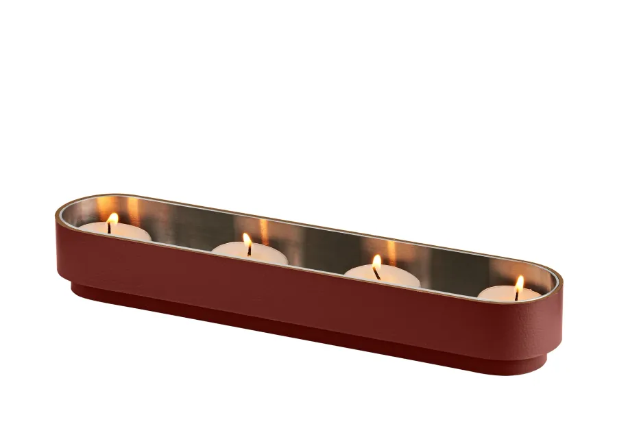 obrazek 1 Burgundowy uchwyt na świeczki 25,7x5,1xH4 cm