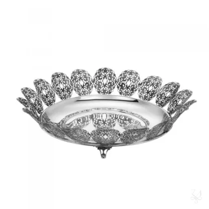 Picture Exclusive round openwork silver Openwork basket - Zaramella Argenti