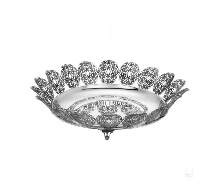 picture 1 Exclusive round openwork silver Openwork basket - Zaramella Argenti