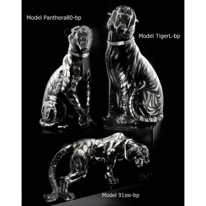 Picture Elegant interior design - panther, tiger and lion made of ceramics