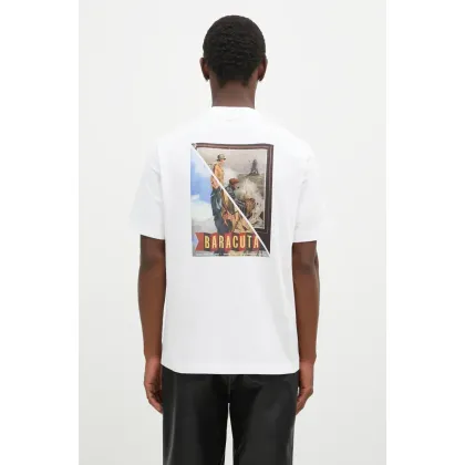 Zdjęcie Baracuta t-shirt bawełniany Barbour x Baracut Archive męski kolor biały z nadrukiem BRTEE0018