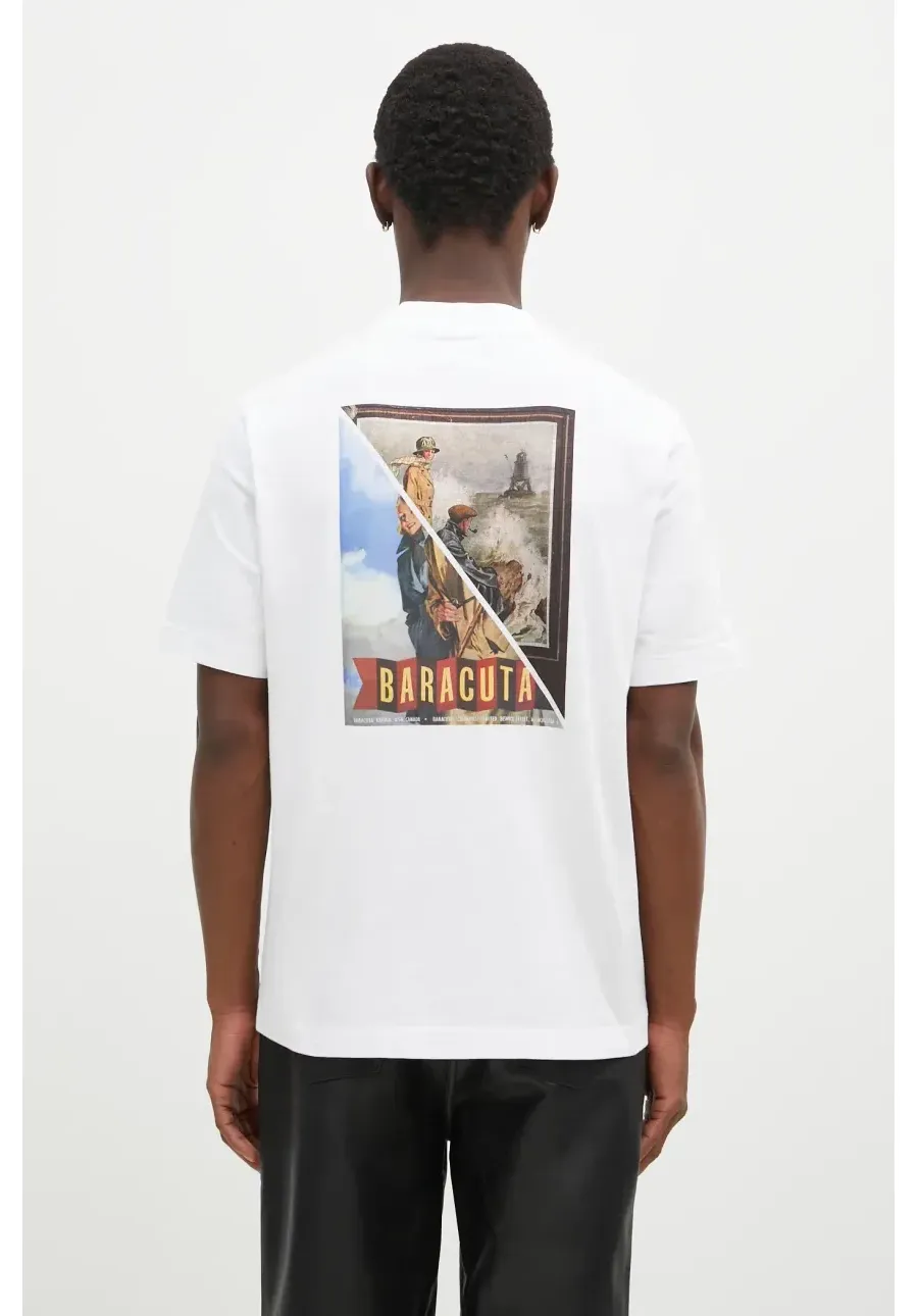 obrazek 1 Baracuta t-shirt bawełniany Barbour x Baracut Archive męski kolor biały z nadrukiem BRTEE0018