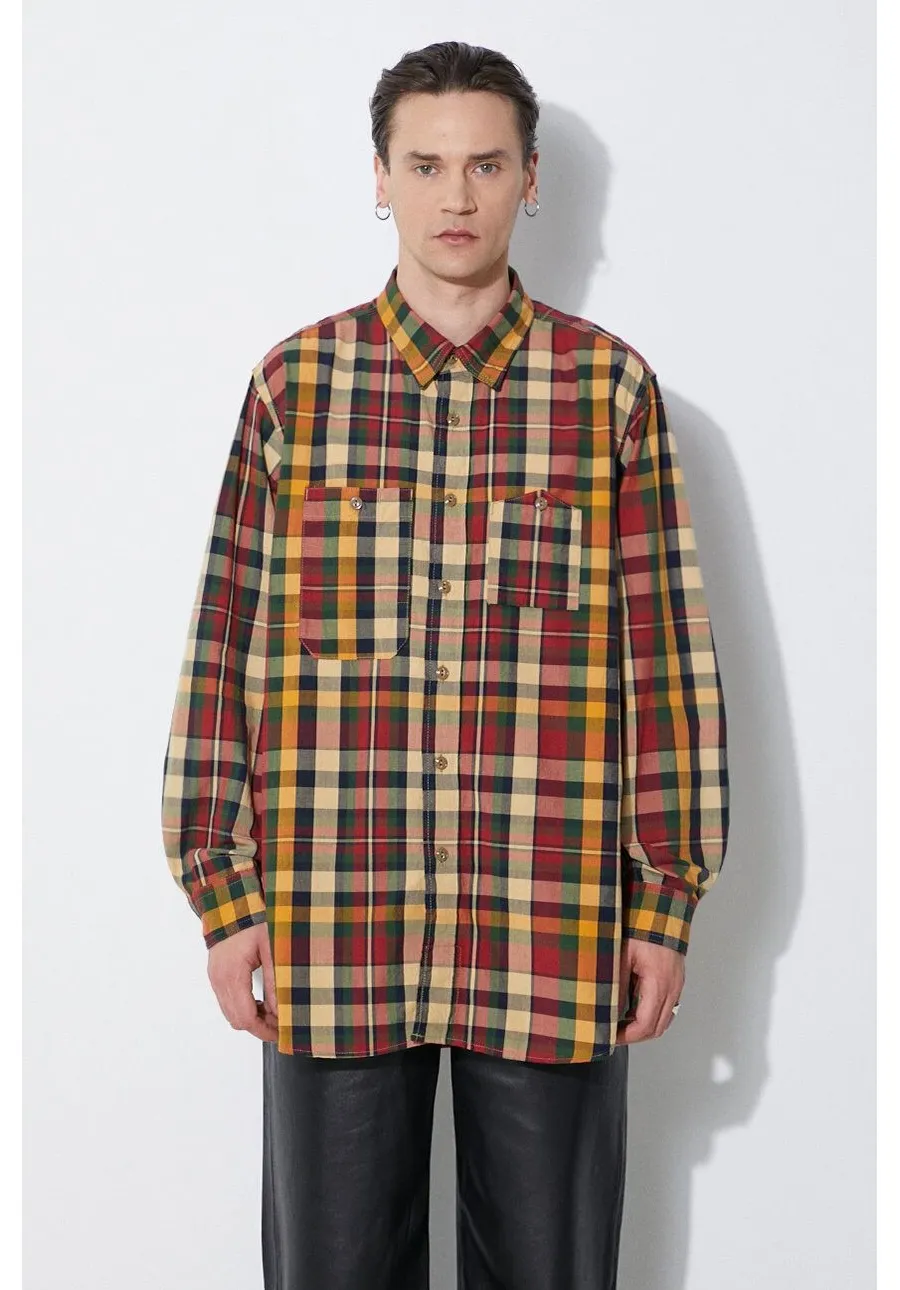 obrazek 1 Engineered Garments koszula bawełniana Work męska kolor zielony relaxed z kołnierzykiem klasycznym OR029.ES058