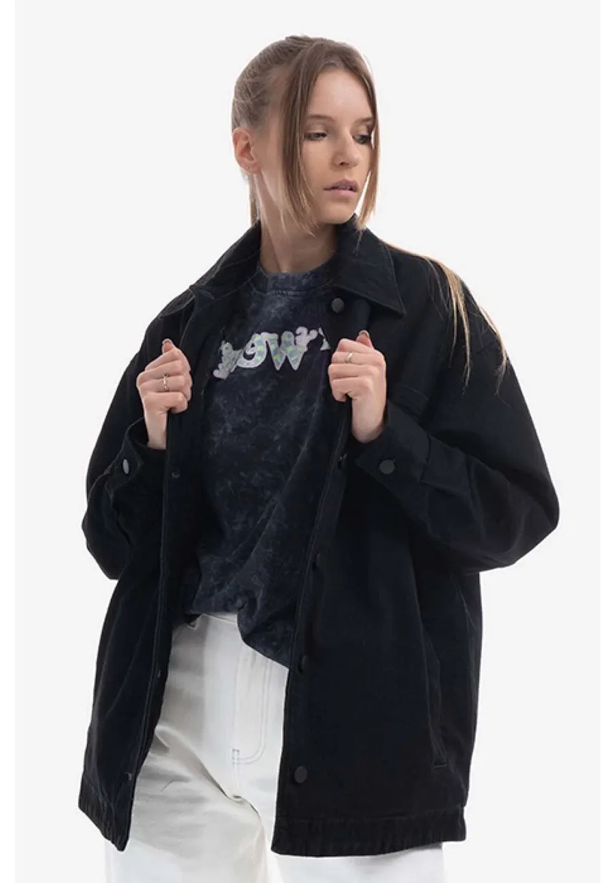 obrazek 1 MCQ kurtka jeansowa Denim Overshirt damska kolor czarny przejściowa 663919RRR211000-BLACK