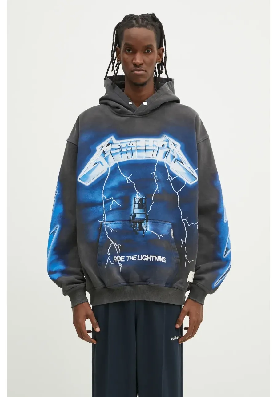 obrazek 1 Represent bluza bawełniana Metallica Ride The Lightning Hoodie męska kolor szary z kapturem z nadrukiem MLM4372.020
