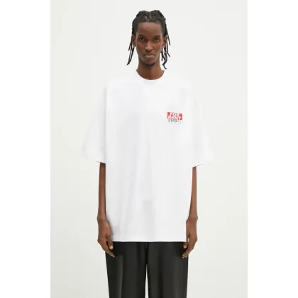 Zdjęcie VETEMENTS t-shirt bawełniany For Rent Oversized kolor biały z nadrukiem UA66TR745W