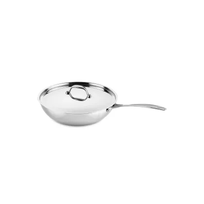 Zdjęcie Stylowy włoski wok ze stali nierdzewnej