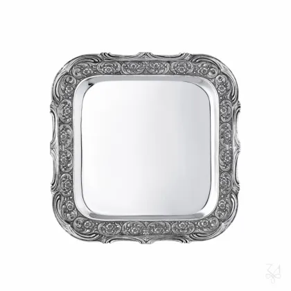 Zdjęcie Kwadratowa srebrna taca o klasycznym charakterze - Zaramella Argenti