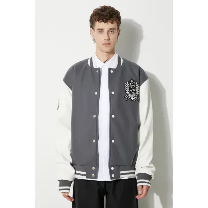Zdjęcie Reebok Classic kurtka bomber z domieszką wełny Res V Jacket kolor szary HS7142-SZARY