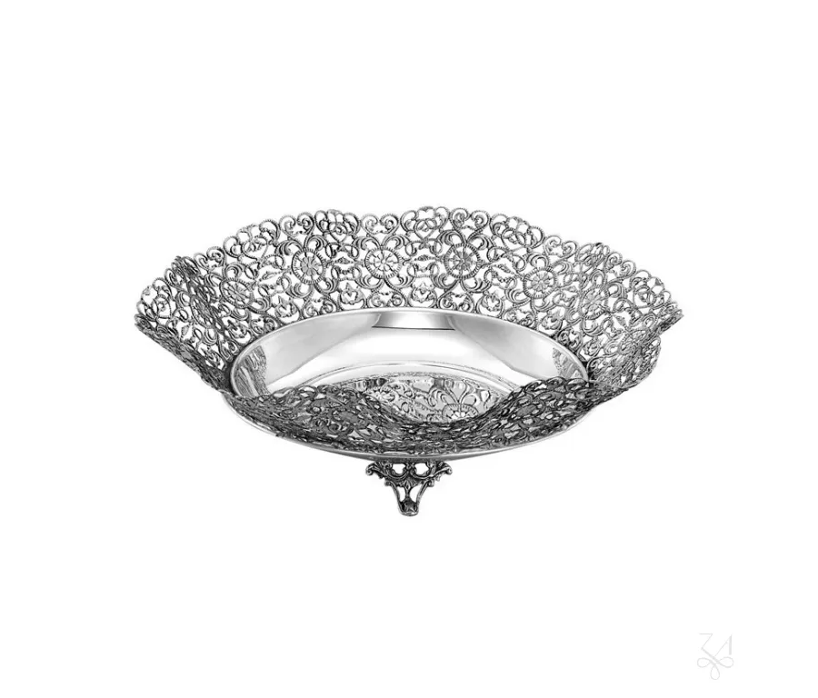 picture 1 Beautiful, stylish round silver Wavy basket with an openwork form - Zaramella Argenti