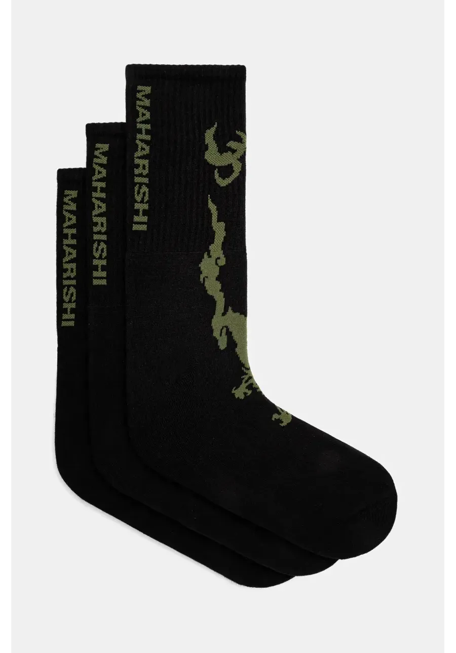 obrazek 1 Maharishi skarpetki Bonsai Dragon Sport Socks 3 Pack 3-pack męskie kolor czarny 1402.BLACK
