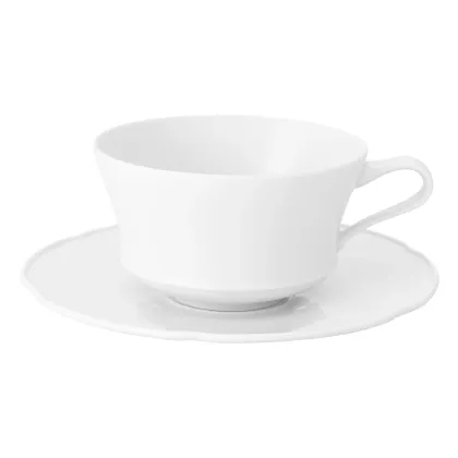 Picture Classic porcelain breakfast cup and saucer from the elegant Crown White collection - 2 pieces - Vista Alegre