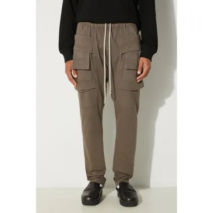 Zdjęcie Rick Owens spodnie dresowe bawełniane Creatch Cargo Drawstring kolor szary gładkie DU02D2376.RIG