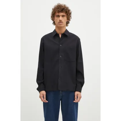 Zdjęcie Norse Projects koszula z domieszką wełny Carsten Cotton Wool LS Shirt kolor czarny regular z kołnierzykiem klasycznym N40.0806.9999