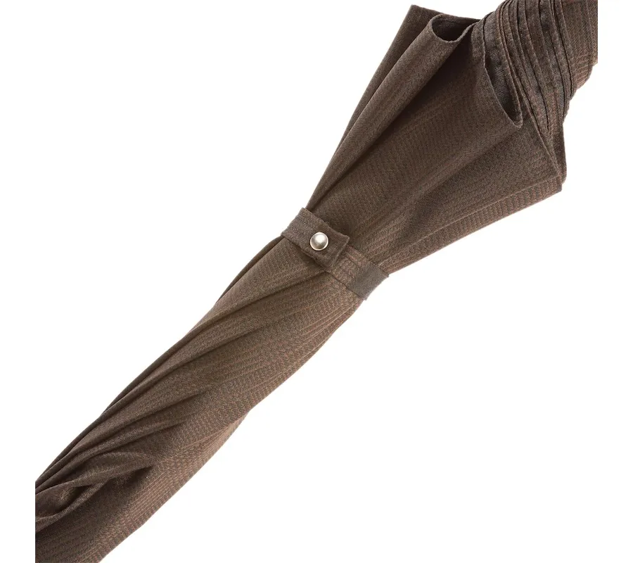 obrazek 4 Stylowy brązowy parasol męski z piękną oryginalną rączką - Pasotti