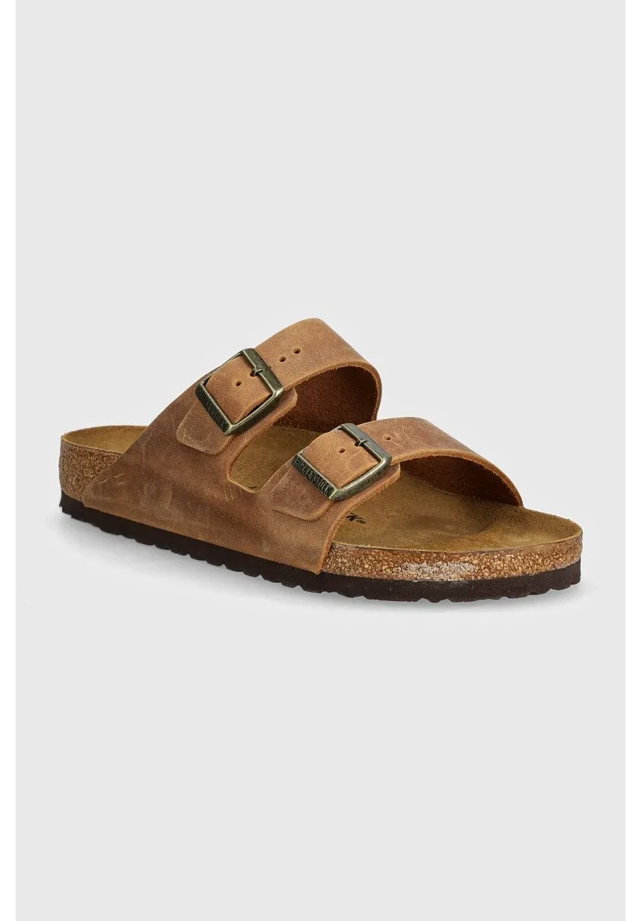 obrazek 1 Birkenstock klapki skórzane Arizona męskie kolor brązowy 1028272