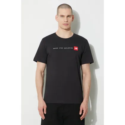 Zdjęcie The North Face t-shirt bawełniany M S/S Never Stop Exploring Tee męski kolor czarny z nadrukiem NF0A87NSJK31