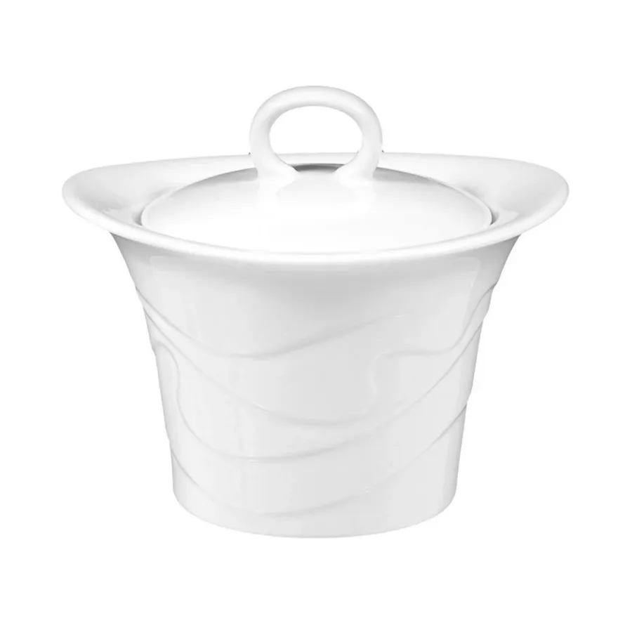 obrazek 1 Porcelanowa biała cukiernica z reliefowym zdobieniem - Seltmann Weiden
