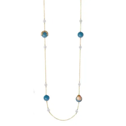 Zdjęcie Nietypowy naszyjnik Argento placcato oro 18kt  Zirconi bianchi Smalto arancione madreperlato sfumato