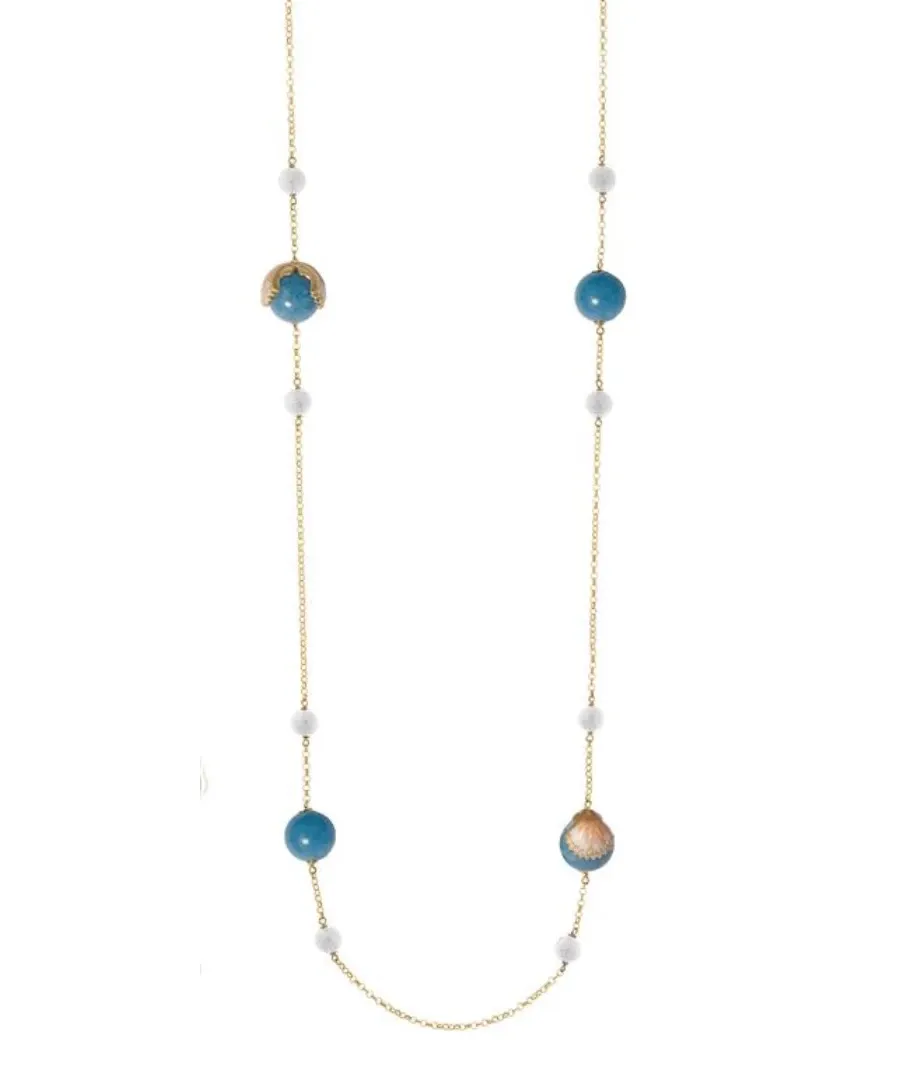 obrazek 1 Nietypowy naszyjnik Argento placcato oro 18kt  Zirconi bianchi Smalto arancione madreperlato sfumato