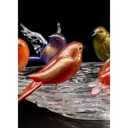 Zdjęcie Dekoracyjne trzy szklane ptaki ze szkła Murano rozmiar S