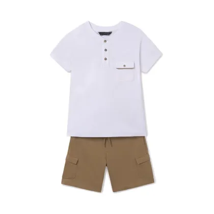 Zdjęcie Mayoral Komplet t-shirt i spodenki 6676 Beżowy Regular Fit
