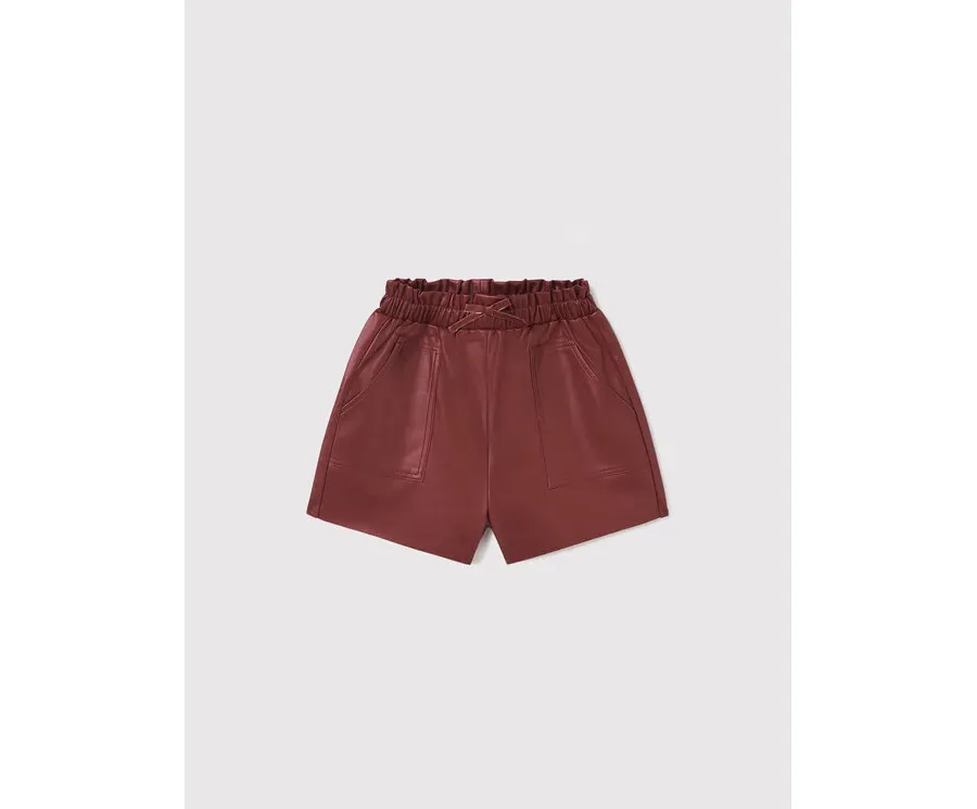 obrazek 1 Mayoral Szorty z imitacji skóry 7206 Bordowy Regular Fit