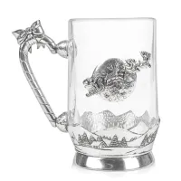 Picture Glass mug decorated with a Christmas motif made of pewter - a stylish gift for him or her