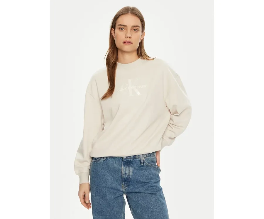 obrazek 1 Calvin Klein Jeans Bluza Glossy Monologo J20J224724 Beżowy Regular Fit