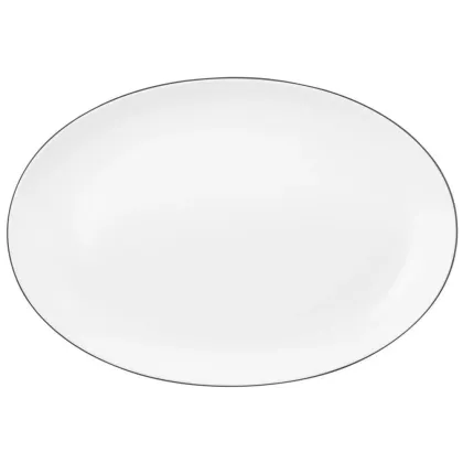 Zdjęcie Porcelanowy owalny półmisek 35x24 cm ze zdobieniem w formie czarnej obwódki - Seltmann Weiden