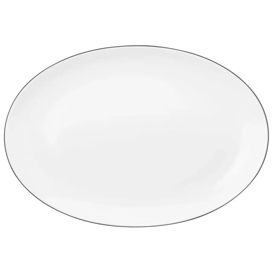 obrazek 1 Porcelanowy owalny półmisek 35x24 cm ze zdobieniem w formie czarnej obwódki - Seltmann Weiden