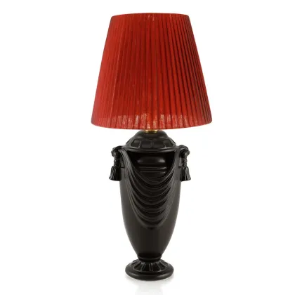 Picture Black ceramic table lamp with napkin – Ahura