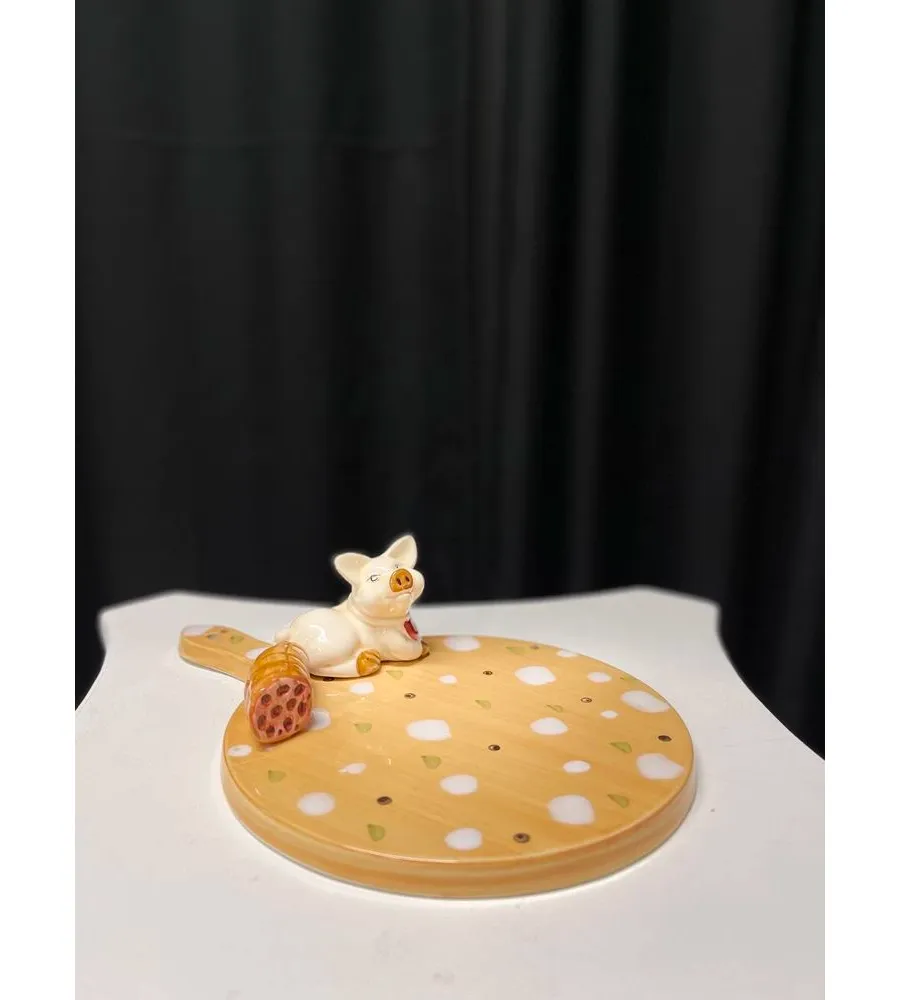 obrazek 1 Mały okrągły talerz zdobiony małym prosiątkiem - Le Ceramiche