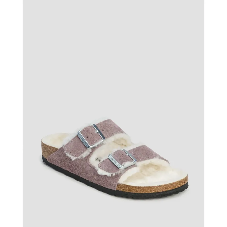 obrazek 1 Fioletowe Klapki Futrzane Damskie Birkenstock Arizona Shearling Narrow