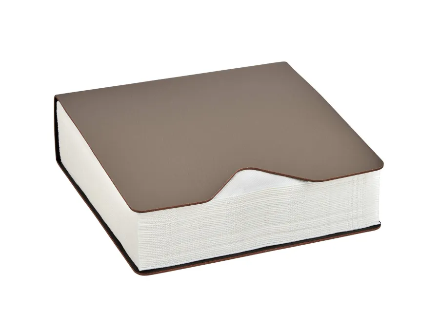 obrazek 1 Uchwyt na chusteczki Wind 17x17xH5 cm wykonany ze skóry w kolorze cappuccino
