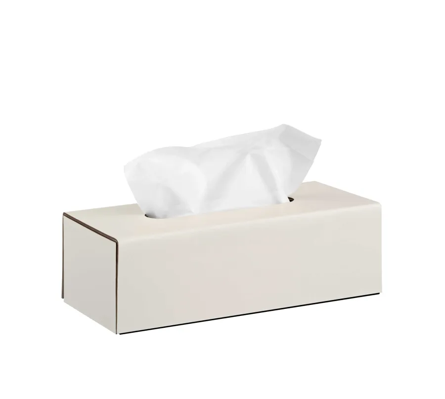 obrazek 1 Wyjątkowe pudełko na chusteczki 25x12xH8 cm z białej skóry