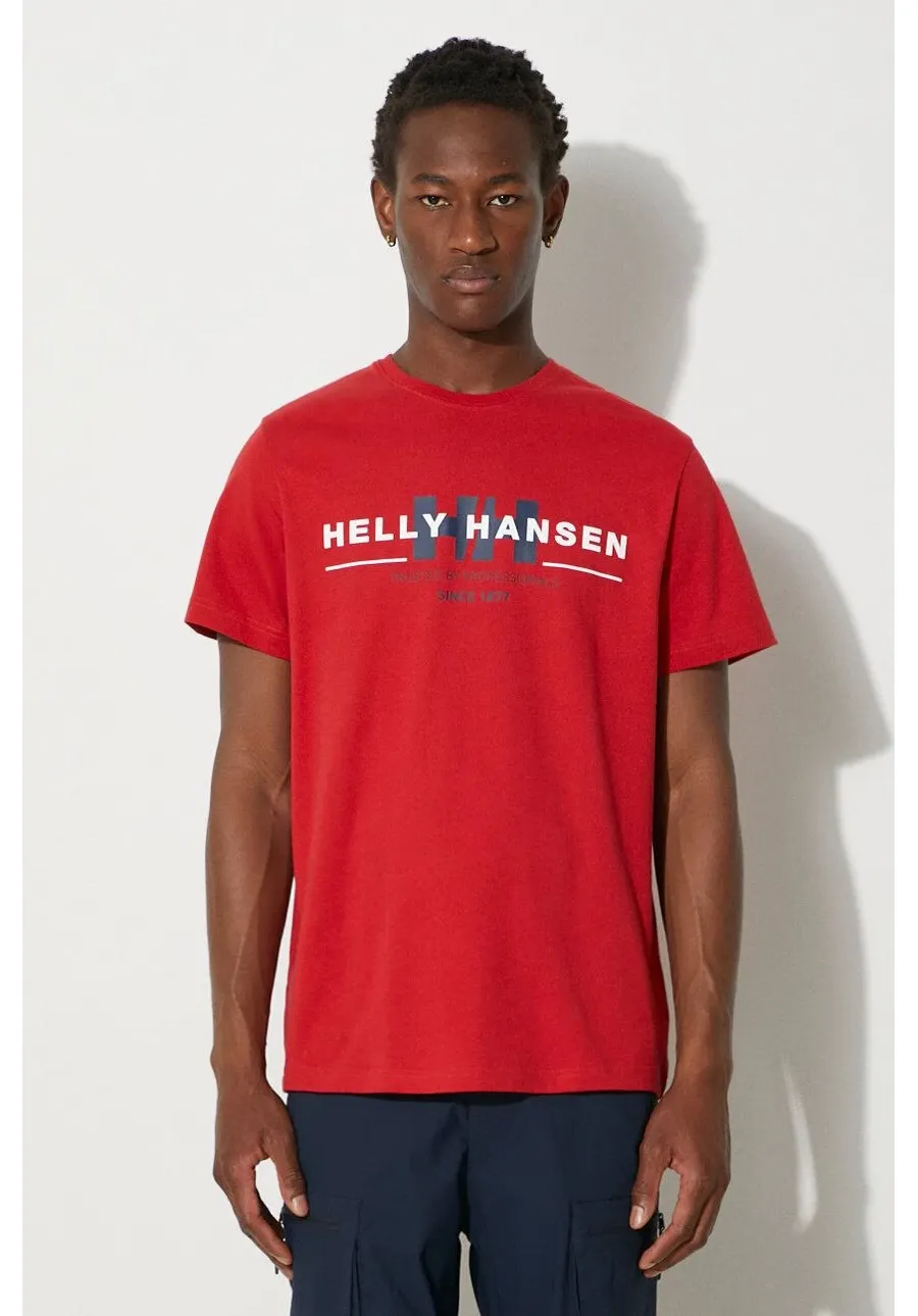 obrazek 1 Helly Hansen t-shirt bawełniany kolor czerwony wzorzysty