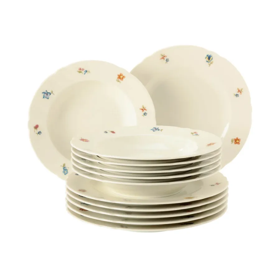 obrazek 1 Piękny porcelanowy 12-elementowy zestaw obiadowy w stylu klasycznym - Seltmann Weiden