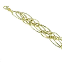 Picture Unique chain bracelet with alternating polished and knurled oval links