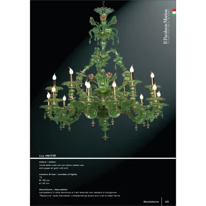 Zdjęcie Żyrandol w stylu Rezzonico z 15 światłami o wyjątkowym kształcie - Il Paralume Marina