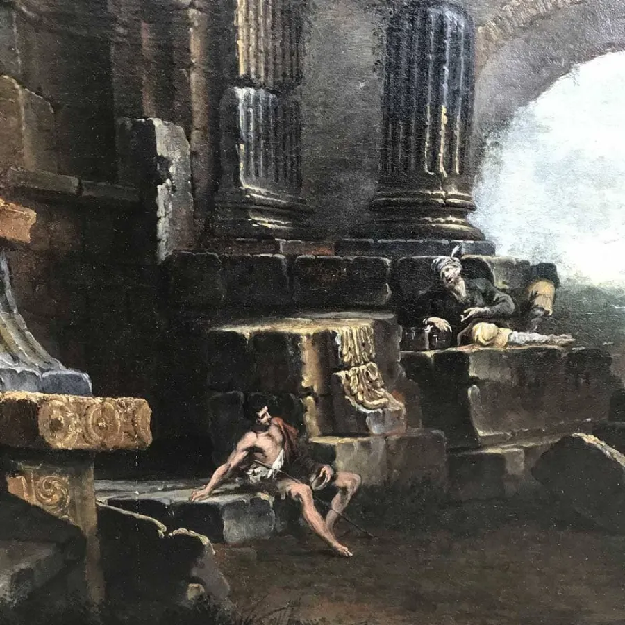 obrazek 6 Capriccio z ruinami i figurami, obraz olejny na płótnie, z początku XVIII wieku